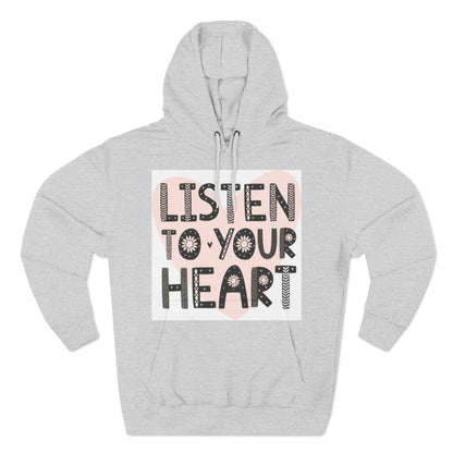 RDK Unisex Listen To Your Heart Printed Three-Panel Fleece Hoodie Jumper Hood