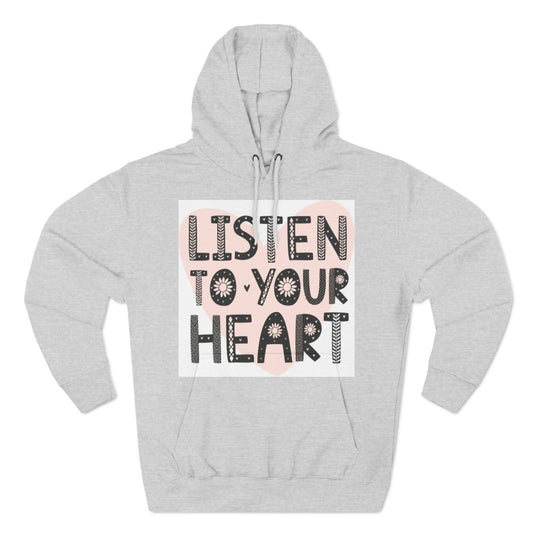 RDK Unisex Listen To Your Heart Printed Three-Panel Fleece Hoodie Jumper Hood