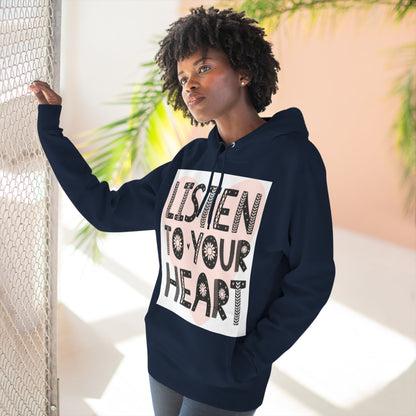 RDK Unisex Listen To Your Heart Printed Three-Panel Fleece Hoodie Jumper Hood
