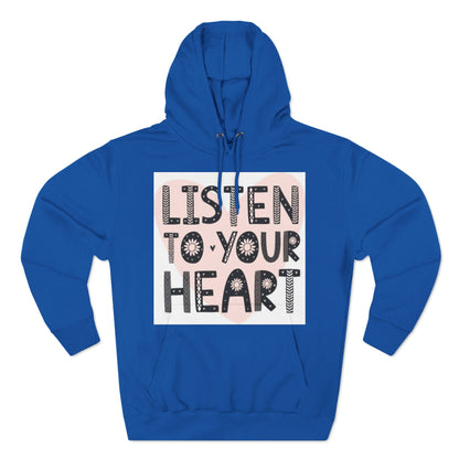 RDK Unisex Listen To Your Heart Printed Three-Panel Fleece Hoodie Jumper Hood