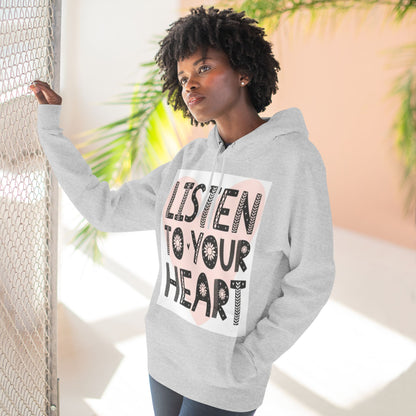 RDK Unisex Listen To Your Heart Printed Three-Panel Fleece Hoodie Jumper Hood